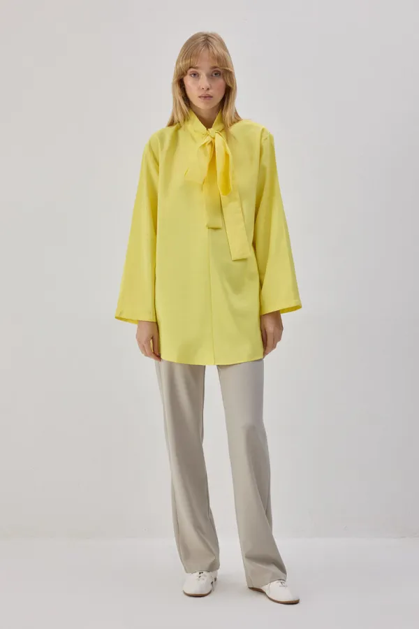 CUPRA TUNIC WITH TYING COLLAR