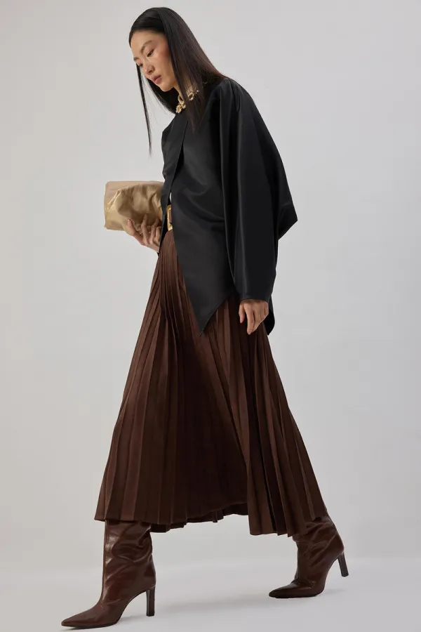 JUPE PLISSÉE EN DAIM