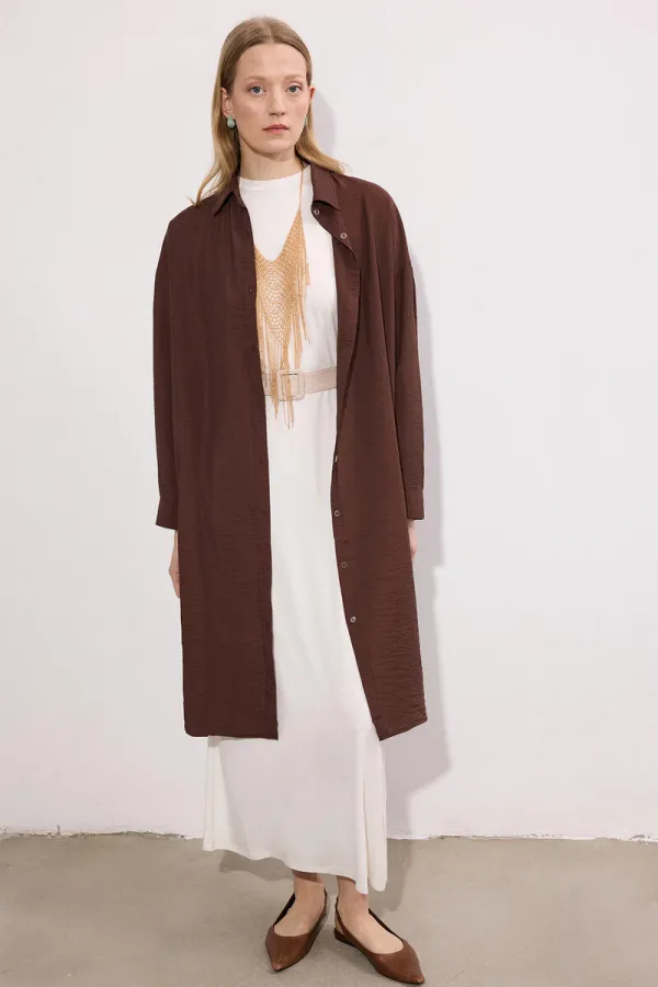 CHEMISE MAXI EN POPLINE