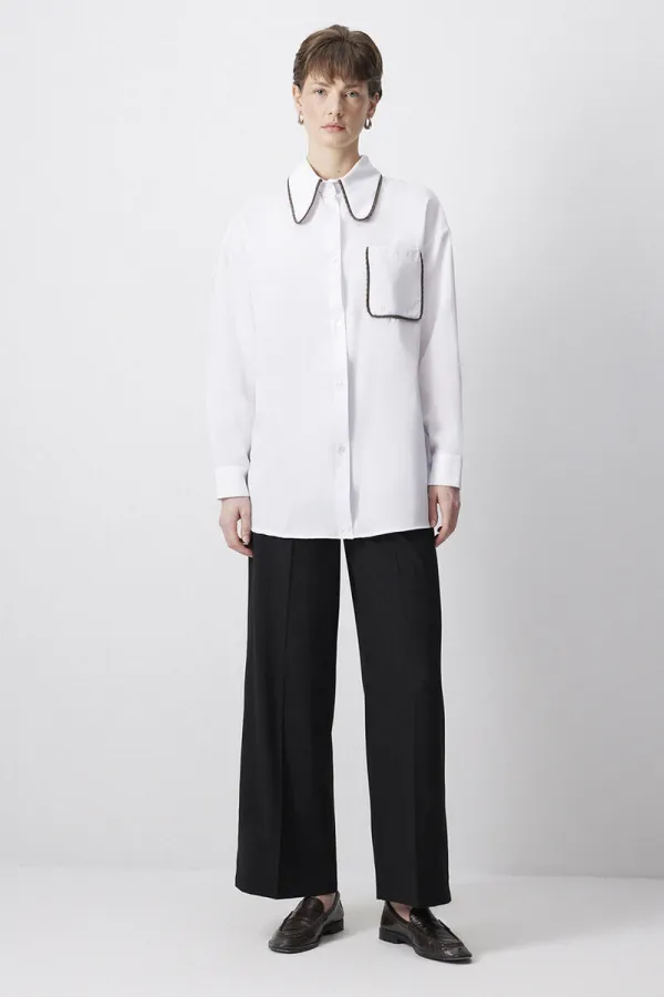 BİYE DETAYLI SATEN GÖMLEK