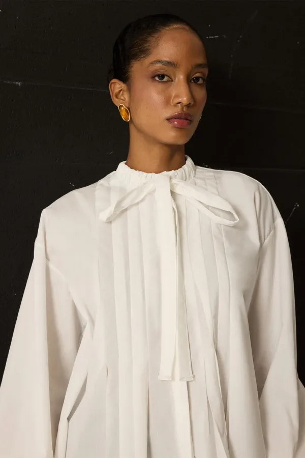 FRONT PLEATED POPLIN SHIRT FRONT PLEATED POPLIN SHIRT