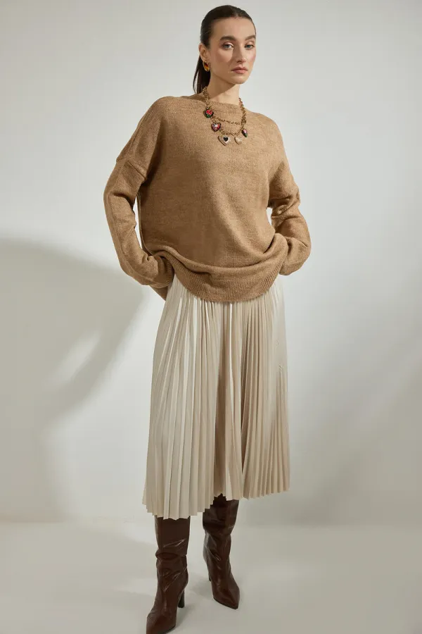 BİSİKLET YAKA OVERSİZE TRİKO KAZAK