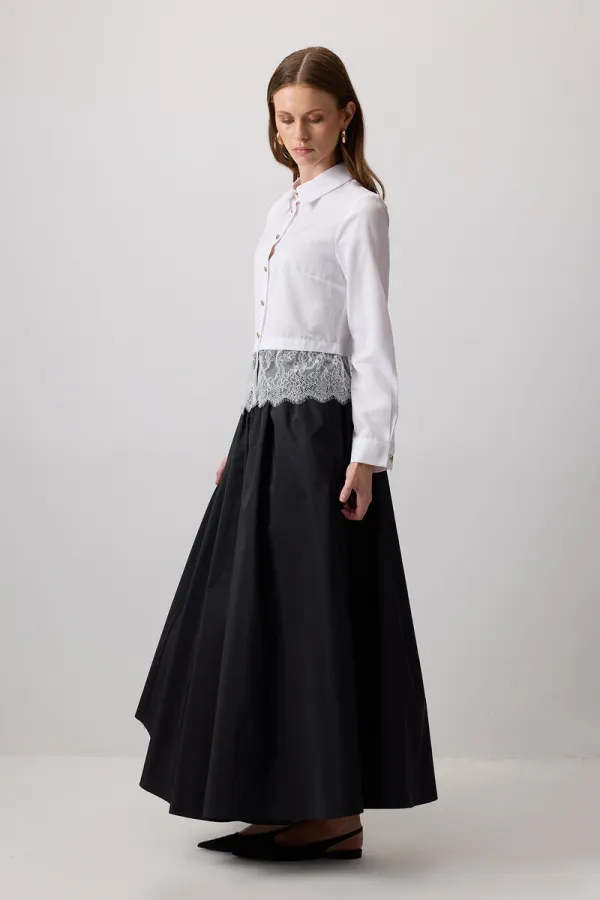 LACE DETAIL CROP SHIRT