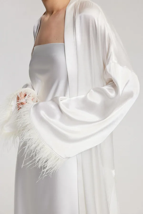 OTRİŞ DETAYLI SATEN BRIDE KİMONO