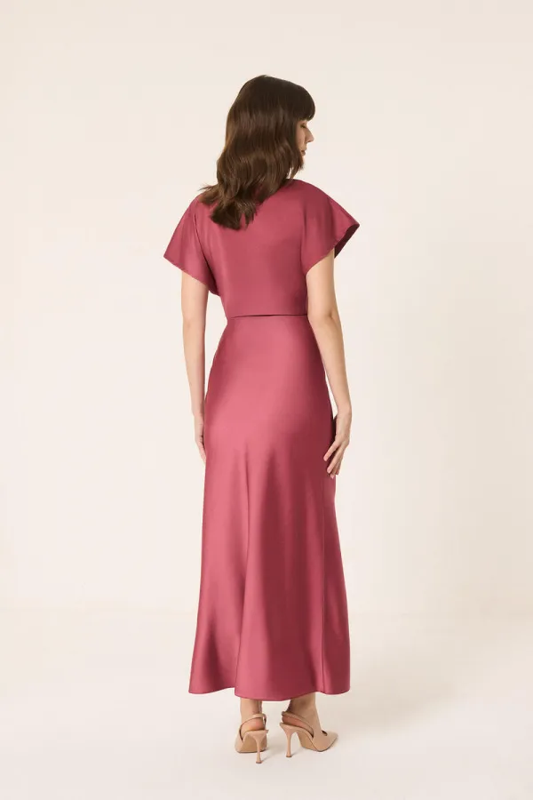 V-neck satin dress