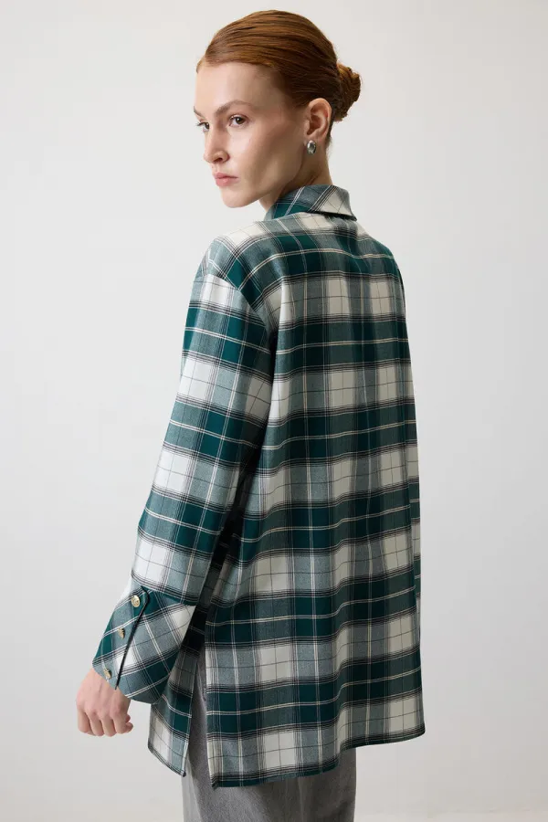 GENİŞ MANŞETLİ EKOSELİ GÖMLEK