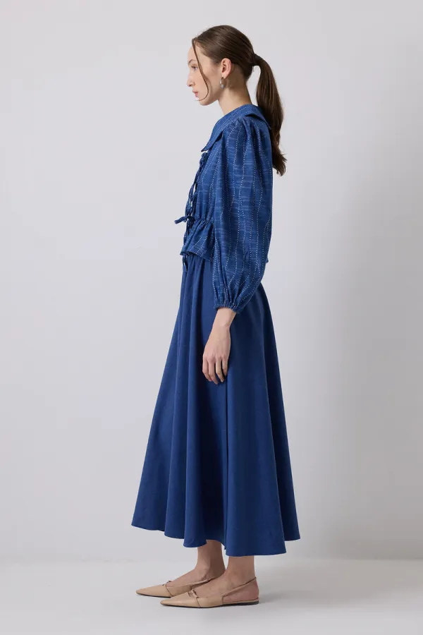 DENIM EFFECT BLOUSE AND SKIRT SET DENIM EFFECT BLOUSE AND SKIRT SET