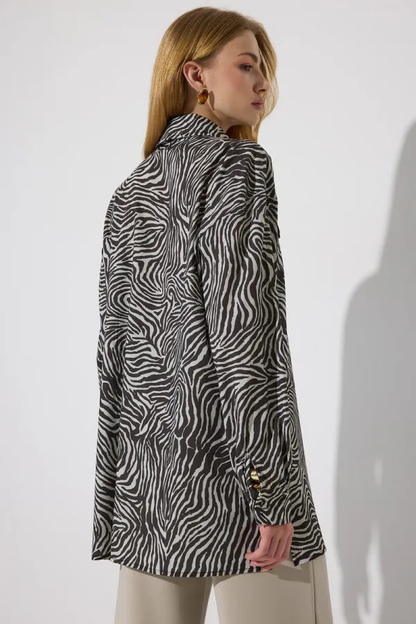 ZEBRA DESEN SATEN GÖMLEK