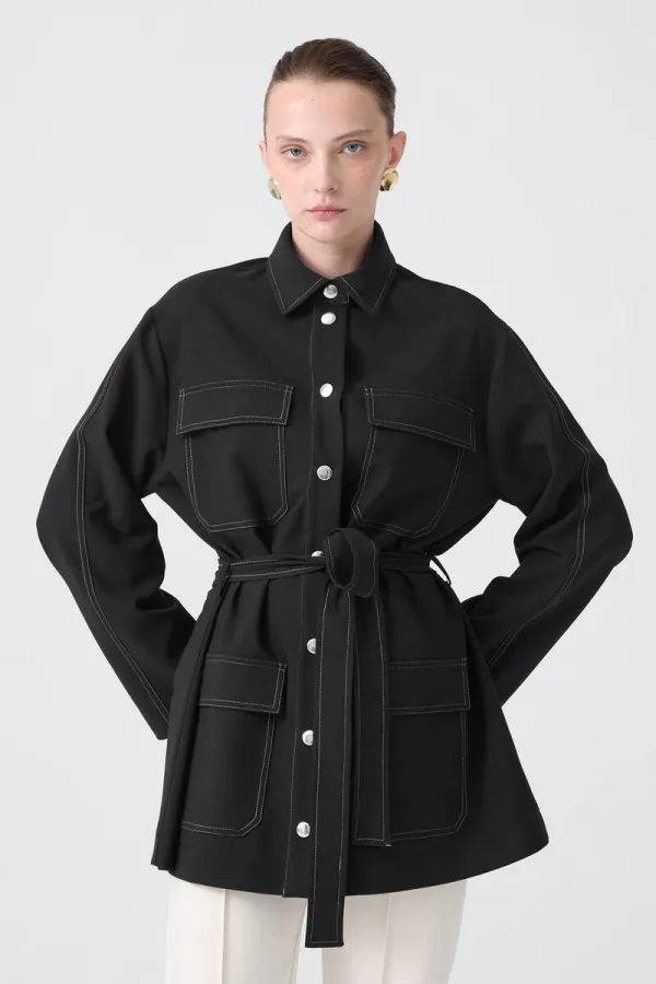 BELİ KUŞAKLI DIŞ GÖMLEK