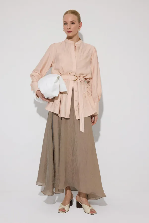 CHEMISE EN VISCOSE AVEC CEINTURE