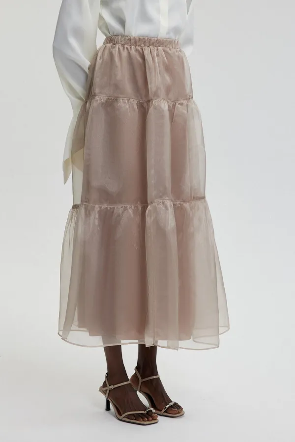 JUPE EN ORGANZA À VOLANTS