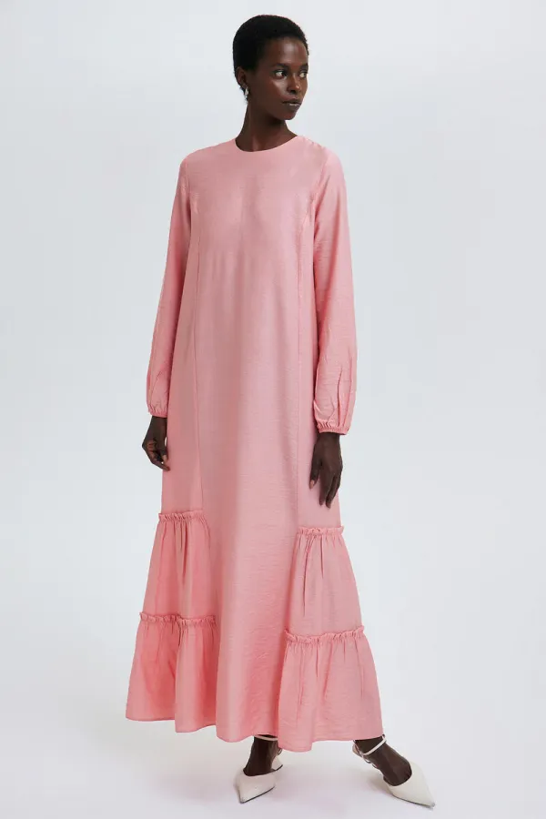 ROBE EN LIN TEXTURÉ AVEC OURLET FRONCÉ