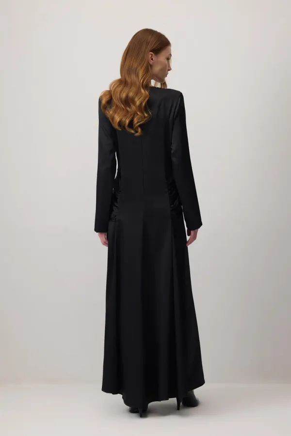 DRAPELİ SATEN ELBİSE