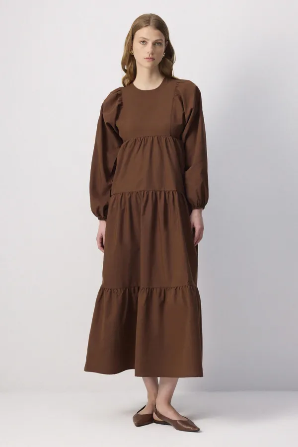 %100 KETEN BÜZGÜLÜ ELBİSE