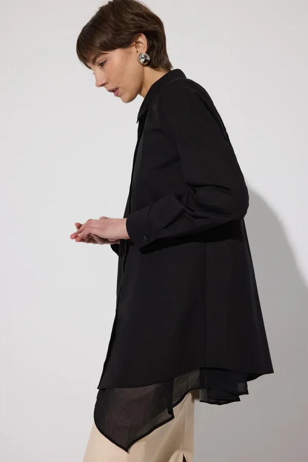 CHEMISE EN POPLIN AVEC DÉTAILS EN CHIFFON