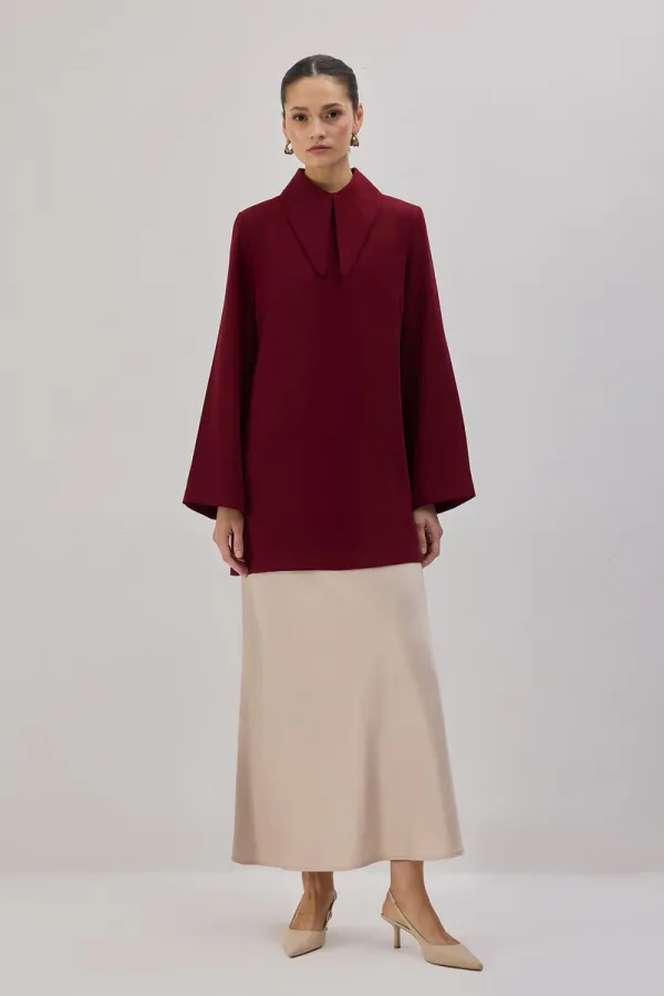 LONG COLLAR CREPE TUNIC