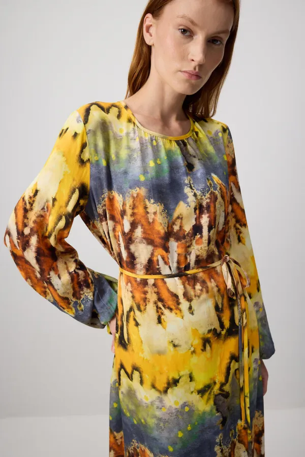 ROBE EN VISCOSE À MOTIFS