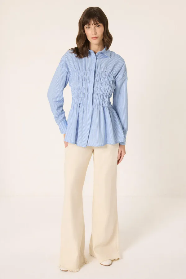 GİPE DETAYLI POPLİN GÖMLEK