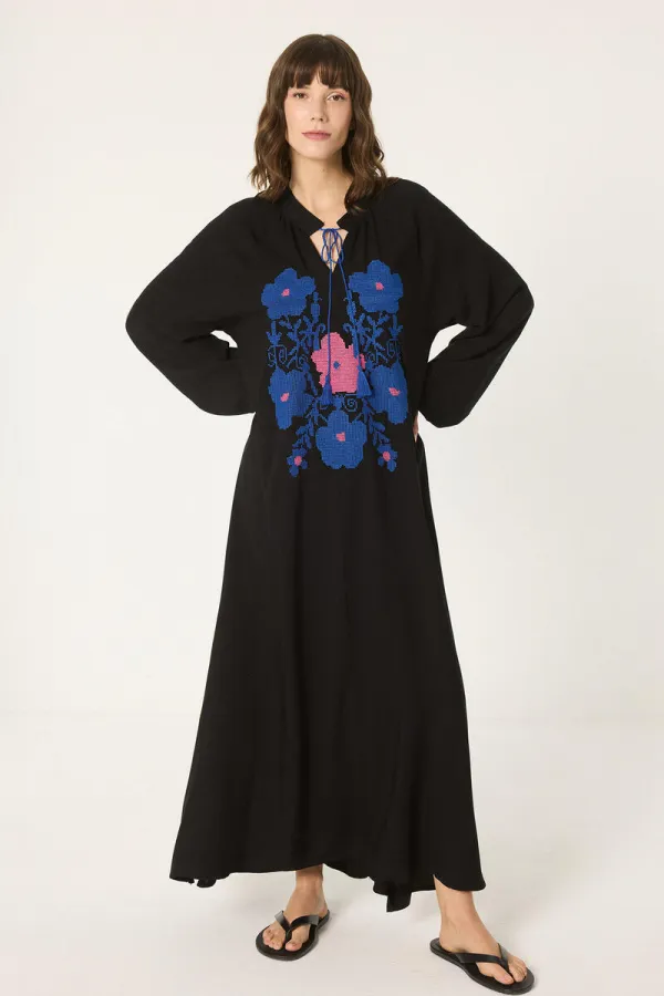 NAKIŞLI VİSKON ELBİSE