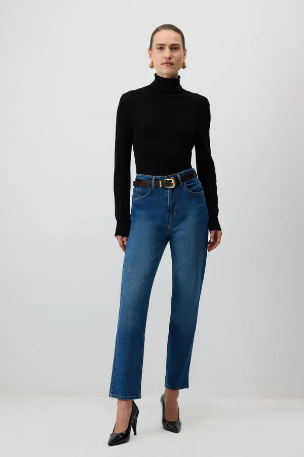 ELASTIC WAIST DENIM PANTS
