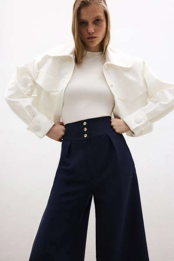 PİLELİ YÜKSEK BEL PANTOLON