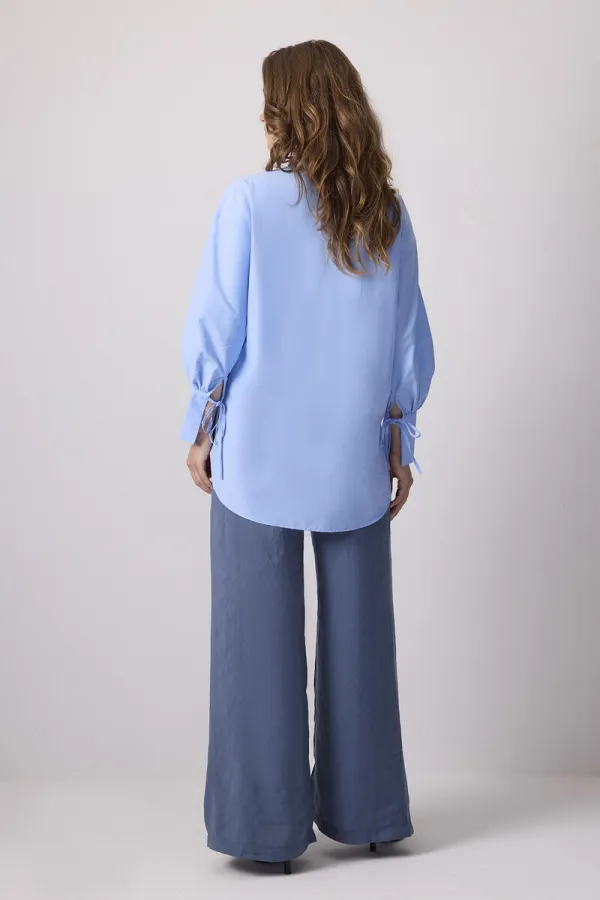 100% COTTON PIPED SHIRT COLLAR TUNIC 100% COTTON PIPED SHIRT COLLAR TUNIC