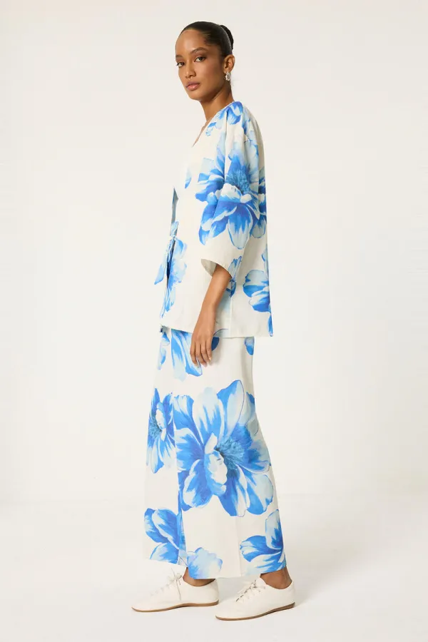 ÇİÇEK BASKILI KİMONO TAKIM