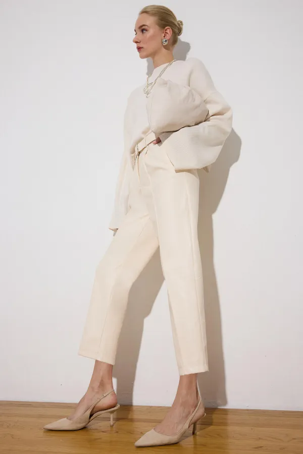 VEGAN LEATHER PANTS WITH BELT