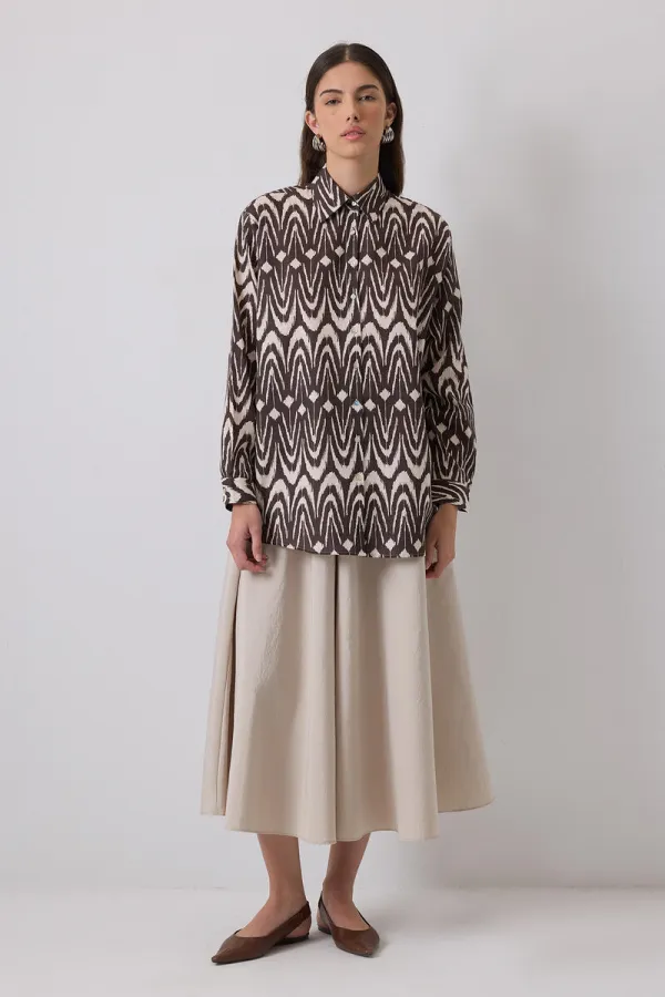 CHEMISE SURDIMENSIONNÉE À MOTIFS 100% COTON