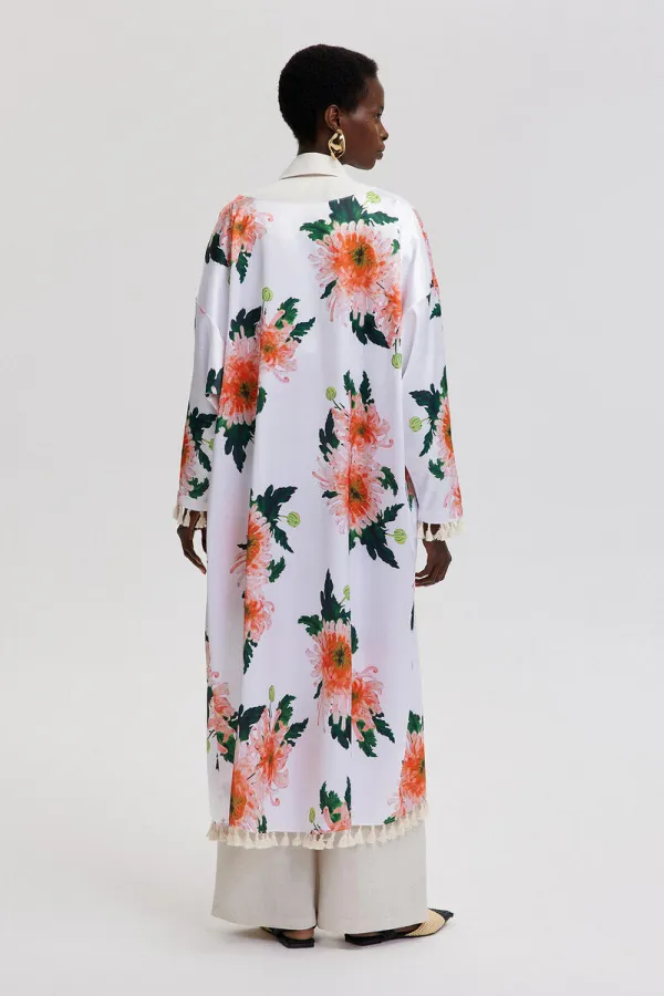 FLORAL PATTERNED KIMONO WITH TASSEL DETAILS FLORAL PATTERNED KIMONO WITH TASSEL DETAILS