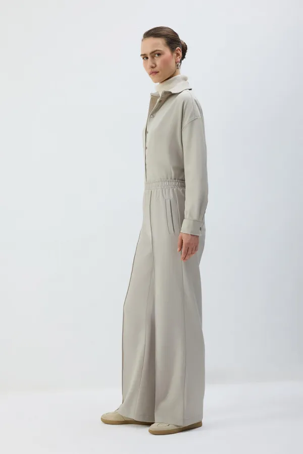 RIBBED PANTS WITH ELASTIC WAISTBAND RIBBED PANTS WITH ELASTIC WAISTBAND