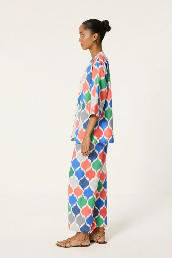 ENSEMBLE EN LIN IMPRIMÉ TEXTURÉ