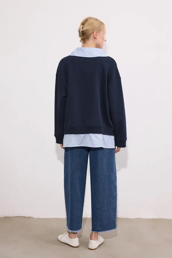 CONTRAST STRIPED SWEATSHIRT CONTRAST STRIPED SWEATSHIRT
