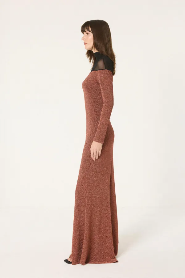 SİM DETAYLI UZUN KOLLU ELBİSE