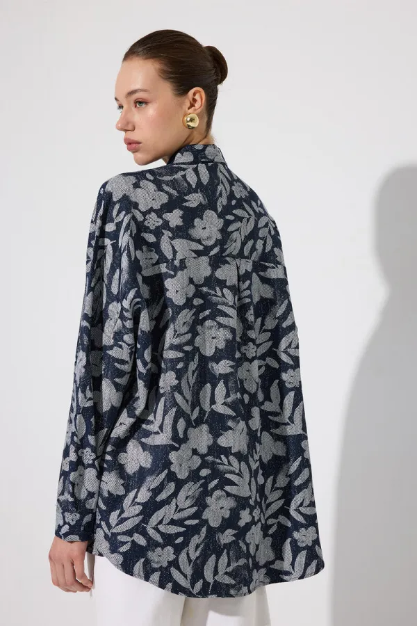 ÇİÇEK DESENLİ OVERSIZE GÖMLEK