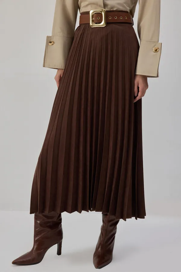 JUPE PLISSÉE EN DAIM