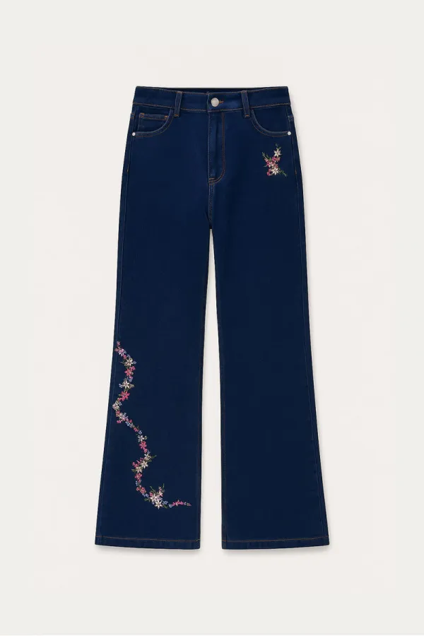 NAKIŞLI DENİM PANTOLON