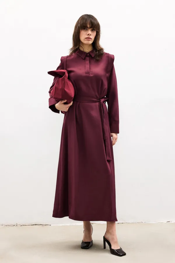 SHIRT COLLAR CREPE DRESS SHIRT COLLAR CREPE DRESS