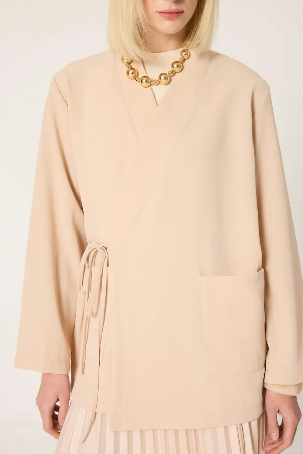 KRUVAZE BAĞLAMALI KİMONO
