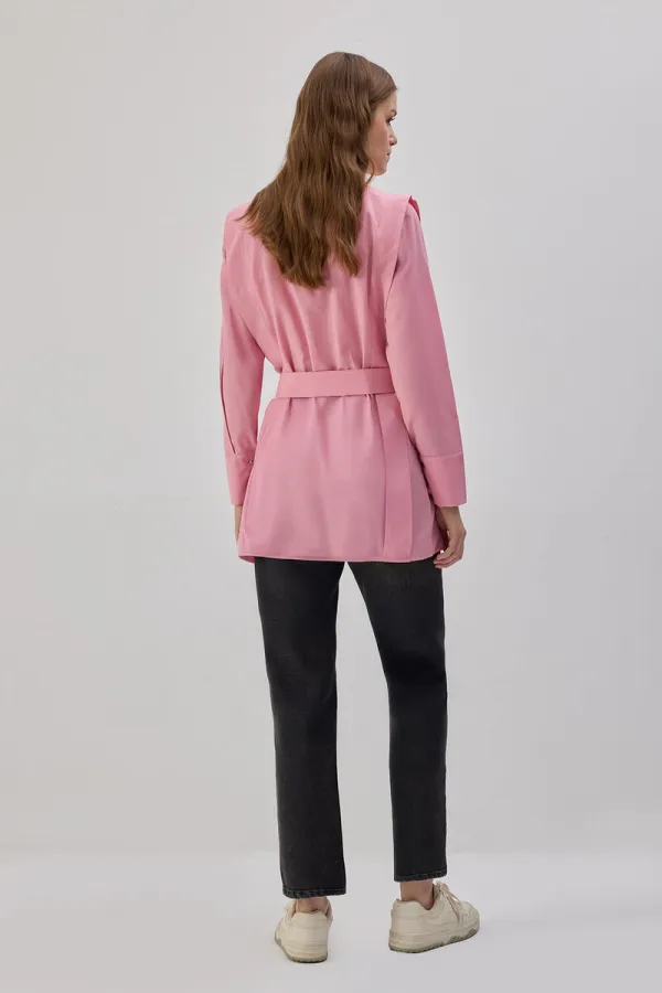 KUŞAKLI POPLİN GÖMLEK