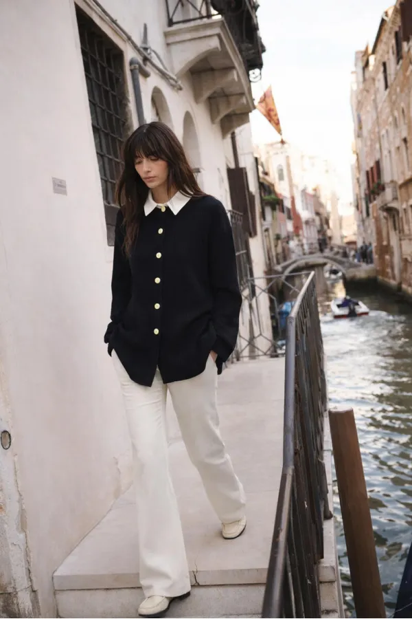 LONG CARDIGAN WITH GOLD BUTTONS