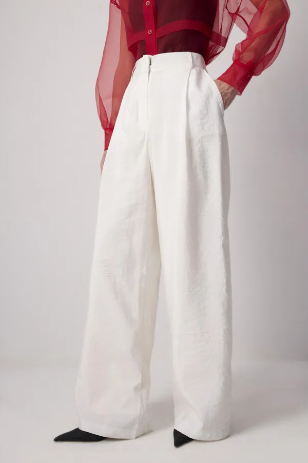 PİLE DETAYLI KUPRA PANTOLON