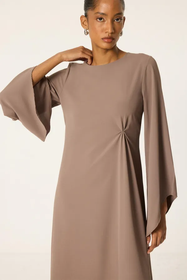 RUFFLED SATIN DRESS