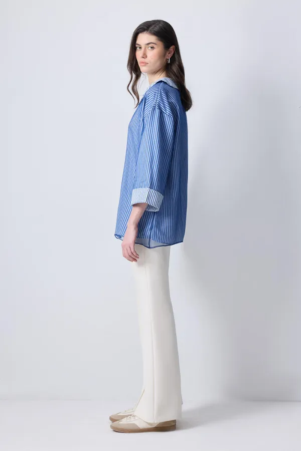 ORGANZE GARNİLİ ÇİZGİLİ TUNİK