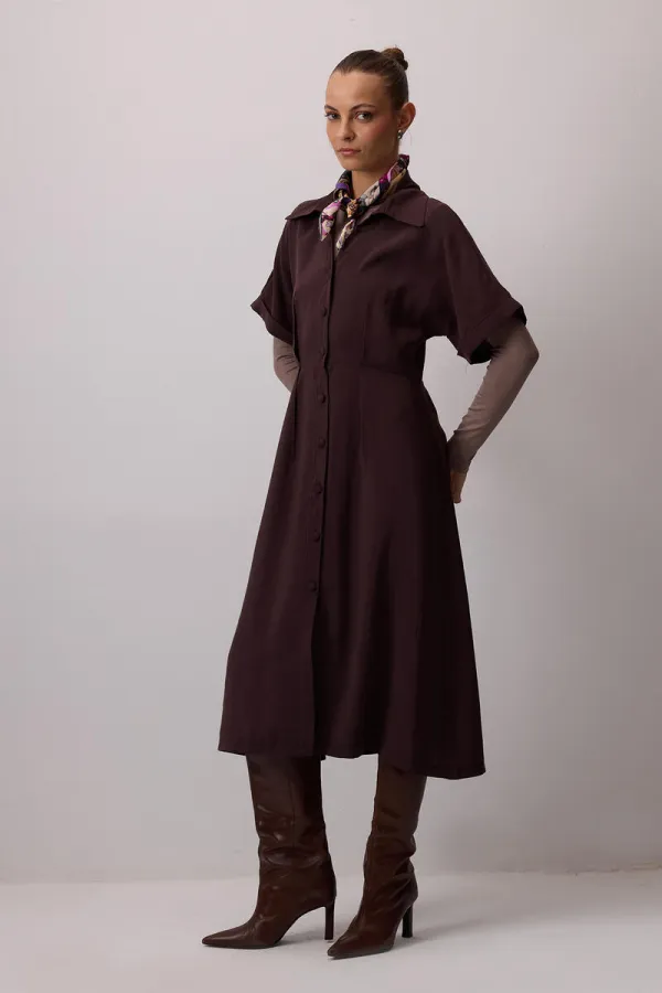 ROBE CHEMISE EN MODAL À MANCHES COURTES