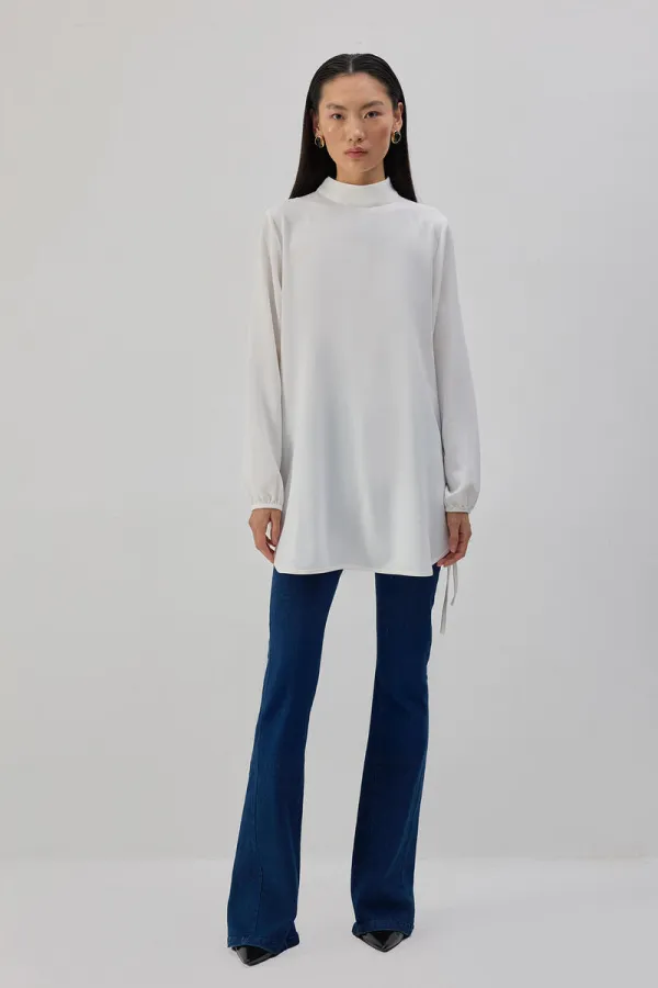 STAND COLLAR CREPE TUNIC