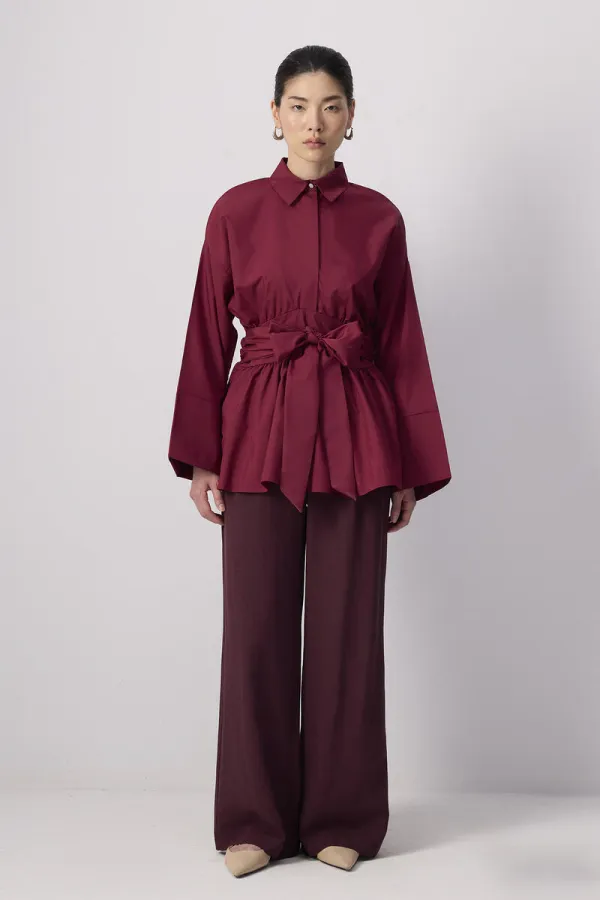 BELTED SHIRT COLLAR TUNIC