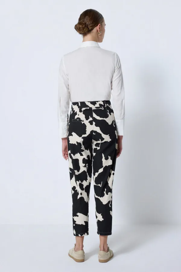 PATTERNED GABARDINE TROUSERS