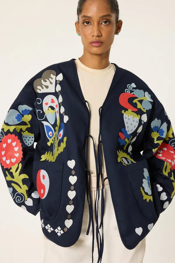 VESTE EN GABARDINE BRODÉE VESTE EN GABARDINE BRODÉE