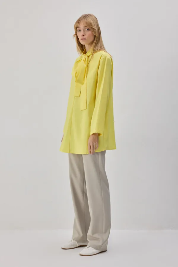 CUPRA TUNIC WITH TYING COLLAR